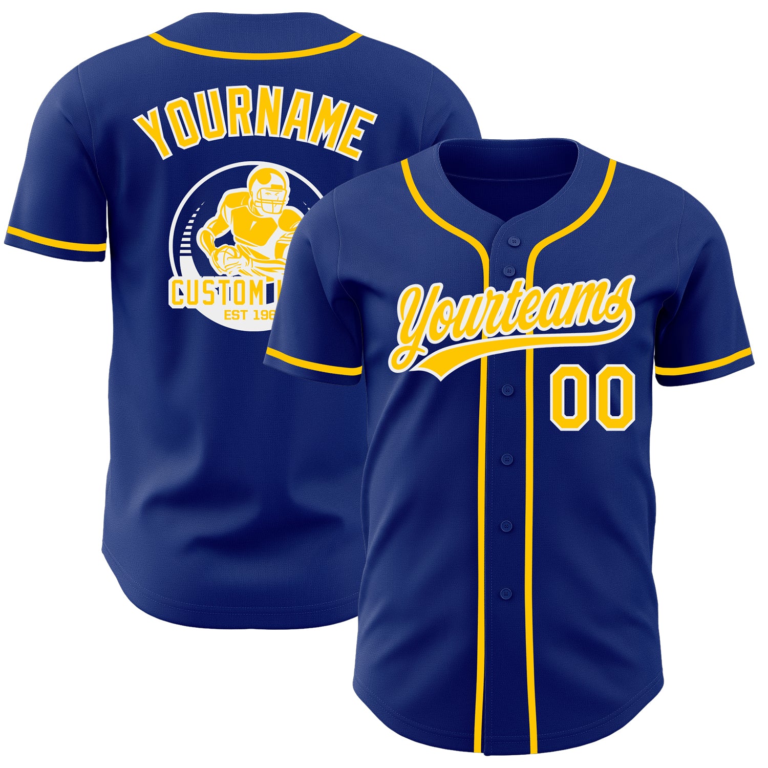 BLogo0125.jpg Custom Royal Yellow-White Authentic Baseball Jersey - Image 1