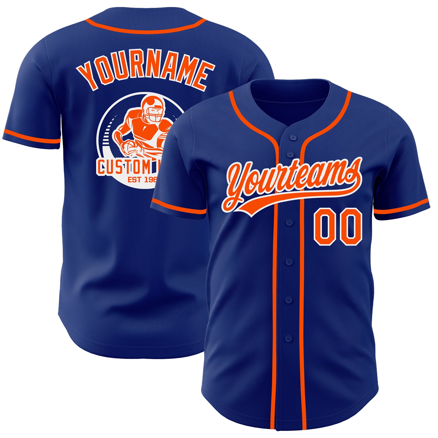 BLogo0126.jpg Custom Royal Orange-White Authentic Baseball Jersey - Image 1