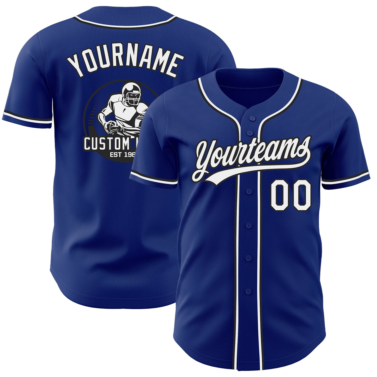 BLogo0131.jpg Custom Royal White-Black Authentic Baseball Jersey - Image 1