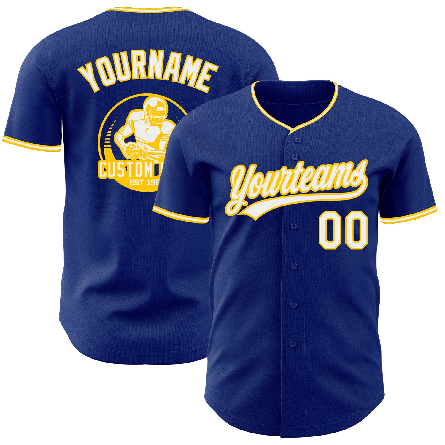 BLogo0132.jpg Custom Royal White-Yellow Authentic Baseball Jersey - Image 1