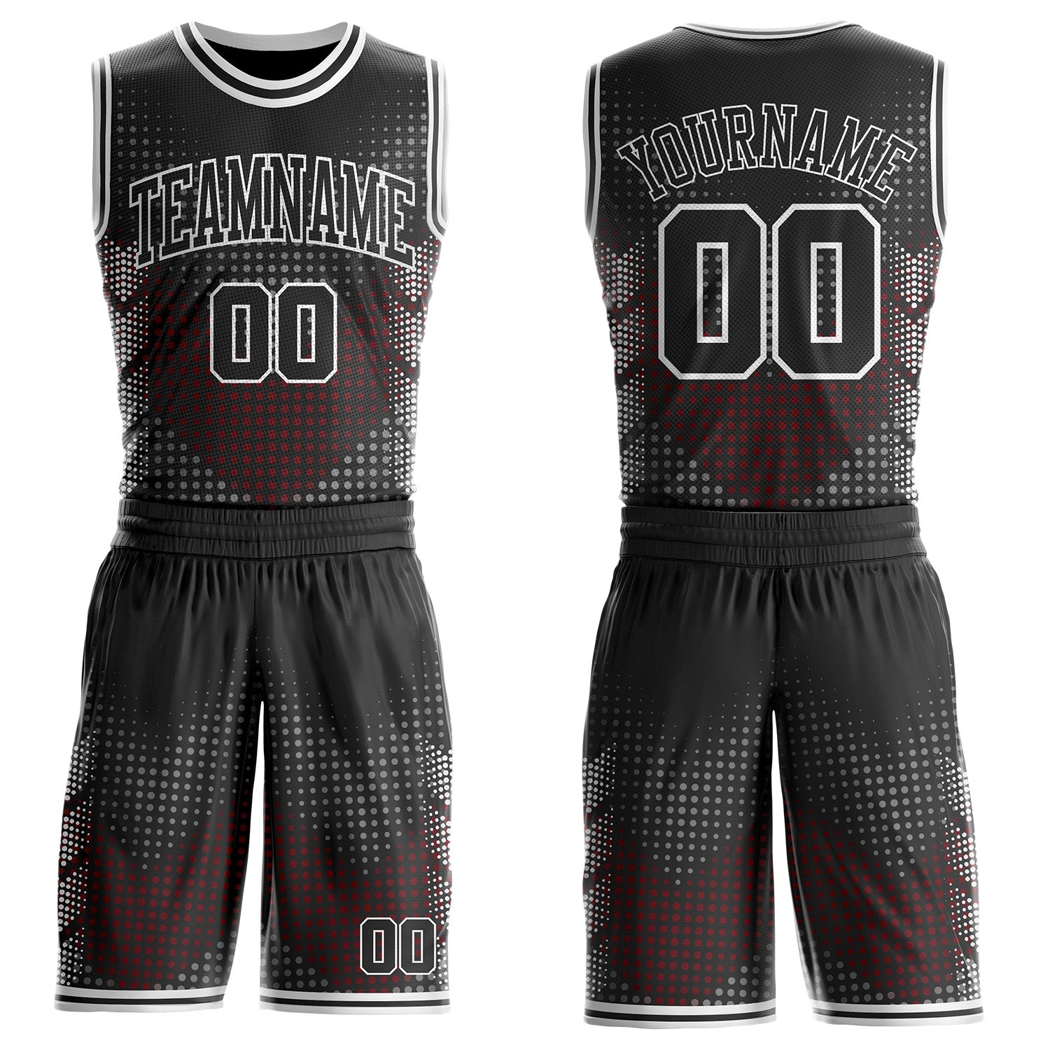 BSuit1040-1.jpg Black / White Dot Gradient Basketball Uniform - Image 1