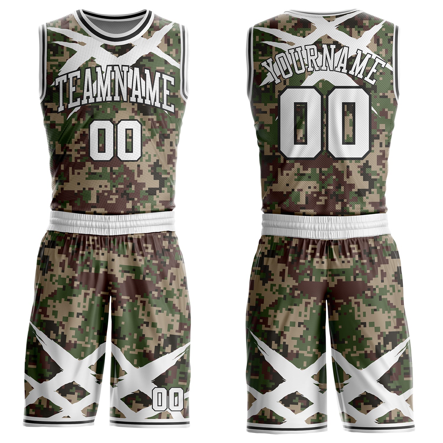 BSuit1079.jpg Custom Camo White-Black Digital Camouflage Claw Round Neck Sublimation Salute To Service Basketball Uniform Jersey - Image 1