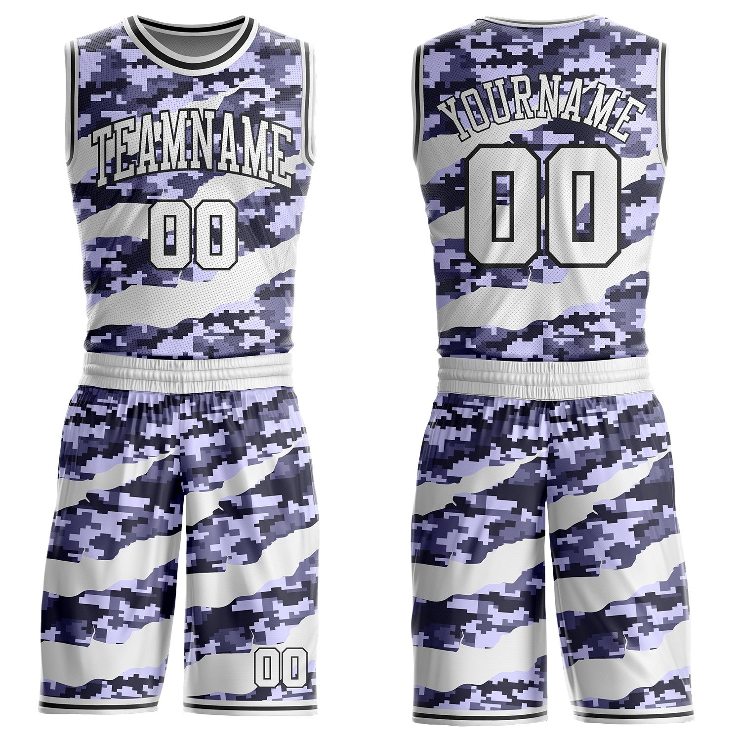 BSuit1080-1.jpg Camo White / Black Digital Camouflage Claw Salute to Service Basketball Uniform - Image 1