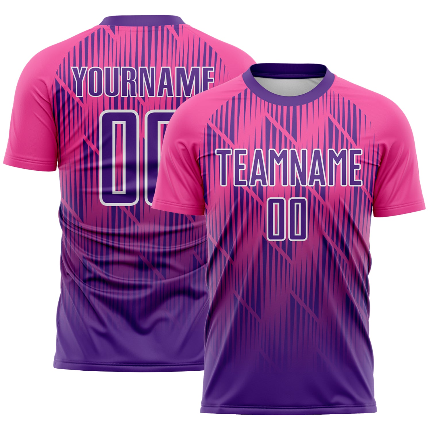 Soccer8211-1.jpg Purple Pink / White Spiked Sharp Lines Gradient Soccer Uniform - Image 1