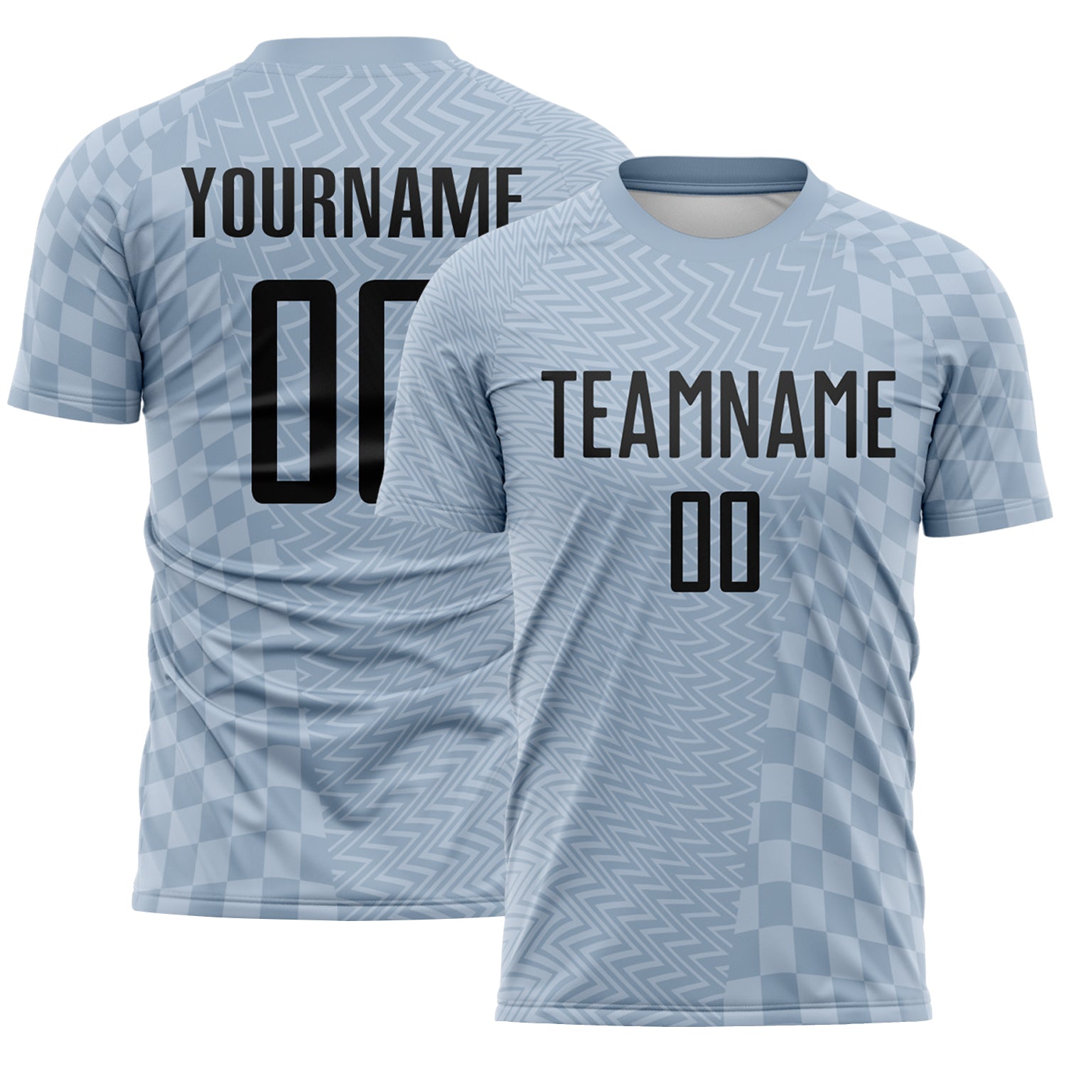 Soccer8247-1.jpg Gray / White Geometric Patchwork Asymmetry Checkered Zigzag Lines Soccer Uniform - Image 1