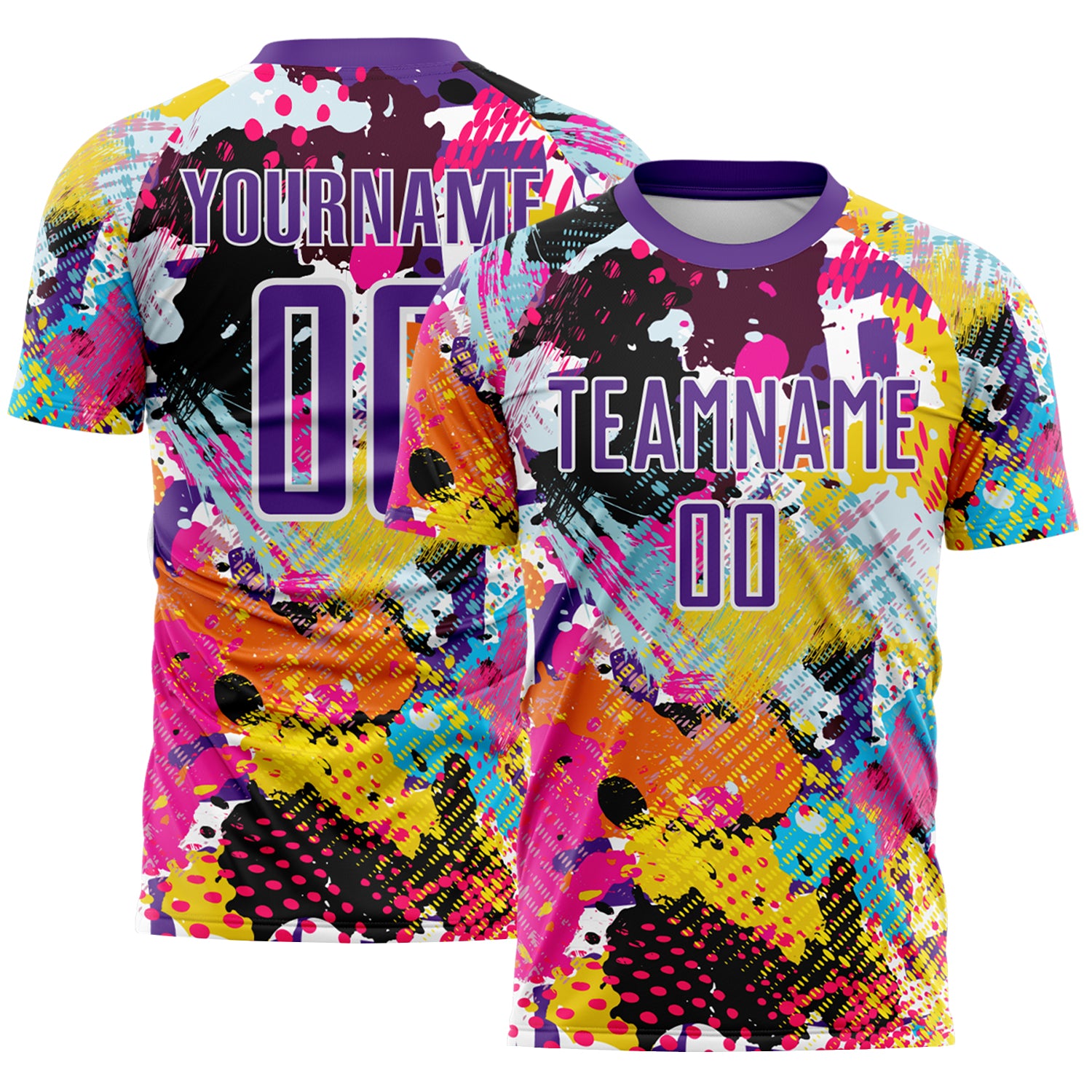 Soccer8309-1.jpg Graffiti Pattern Purple / White Paint Splatter Soccer Uniform - Image 1
