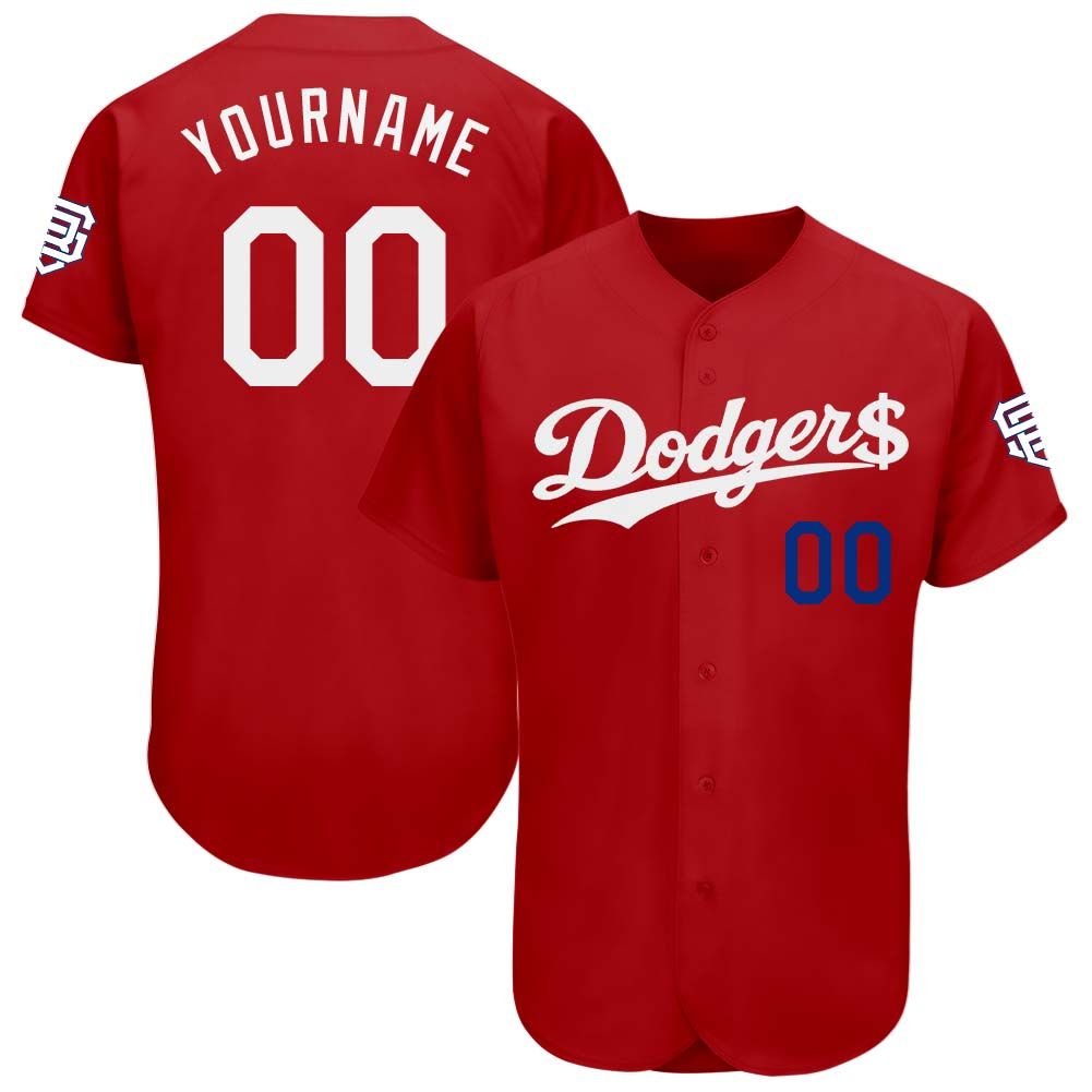 red0471.jpg Red White / Royal Dodgers Baseball Jersey - Image 1